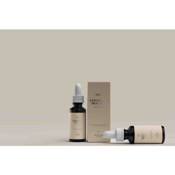 Essence Essential Oil Skincare Cosmetics Makeup Bottle Packaging PSD Mockup Vol 2